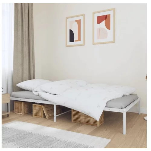  Kovinski posteljni okvir bel 107x203 cm