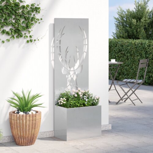 vidaXL Vrtni Sadič s Dekorativnom Pločom Srebrna 50 x 140 cm Cijene