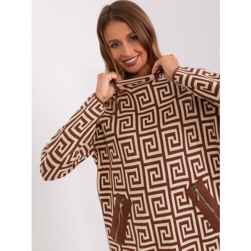 Fashion Hunters Brown and beige patterned sweater Cene