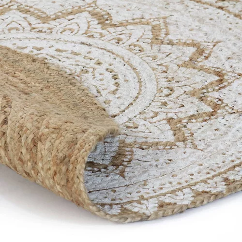 vidaXL Ukrasni pleteni tepih od jute s uzorkom 180 cm okrugli