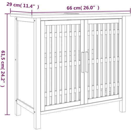 VidaXL kupaonski ormarić za umivaonik 66x29x61,5 cm masivno drvo oraha Slike