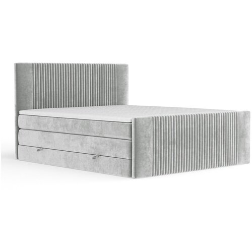 Maison de Rêve Svetlo siva boxspring postelja s prostorom za shranjevanje 200x200 cm Bergamo – Cene