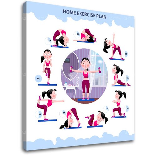  Motivaciona slika na platnu Home exercise plan (moderne slike) Slike