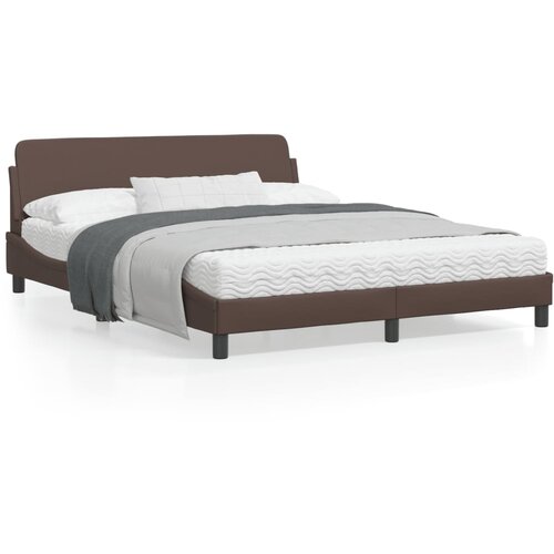 VidaXL Okvir za krevet s uzglavljem smeđi 160x200 cm od umjetne kože Slike