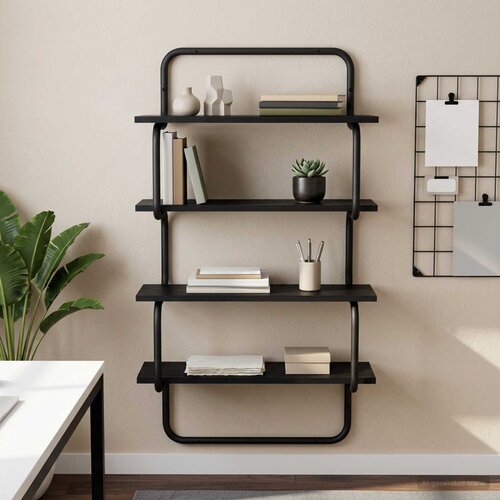  Polica sa 4 nivoa Crni hrast 80 x 24,5 x 104 cm Cijene