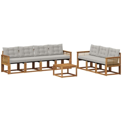 vidaXL Zunanja garnitura za sedenje 8 pcs Naravna in svetlo siva, (5000282584) Cene