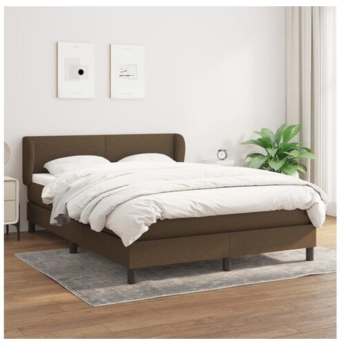 VidaXL Box spring postelja z vzmetnico temno rjav 140x190 cm Slike
