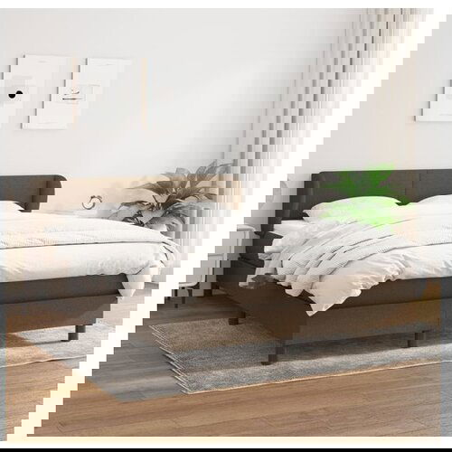 VidaXL Krevet s oprugama i madracem tamnosmeđi 140 x 190 cm od tkanine Slike