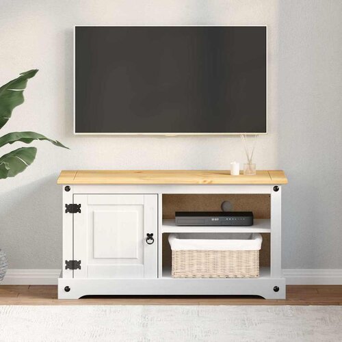 TV ormar Corona Bijelo 100 x 40 x 52 cm Čvrsto borovo drvo Cene