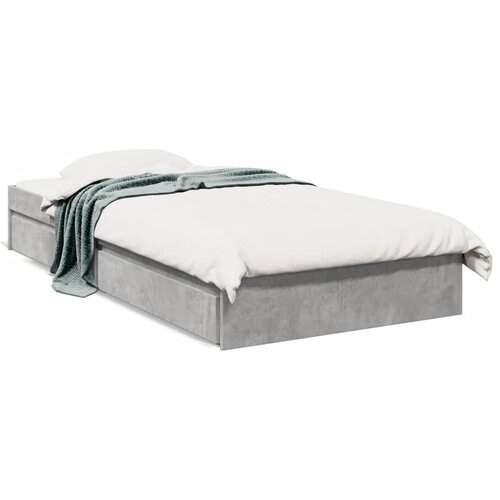 Maison Chic Posteljni okvir - Enojna postelja - Postelja za odrasle s predali betonsko siv 75x190 cm inženirski les, (21696129) Slike