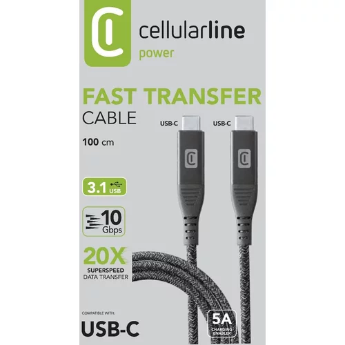 CELLULARLINE Kabel USB-C na USB-C 5A 3.1 TAB 1m Crni, (57198610)