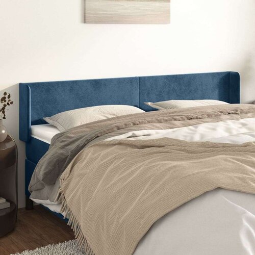  Vzglavje z u&amp;scaron;esi temno modro 163x16x78/88 cm žamet, (20953613) Slike
