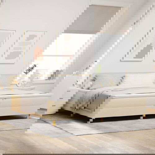  Box Spring postelja z vzmetnico Kremna 200x200 cm Tkanina, (22080892) Cene