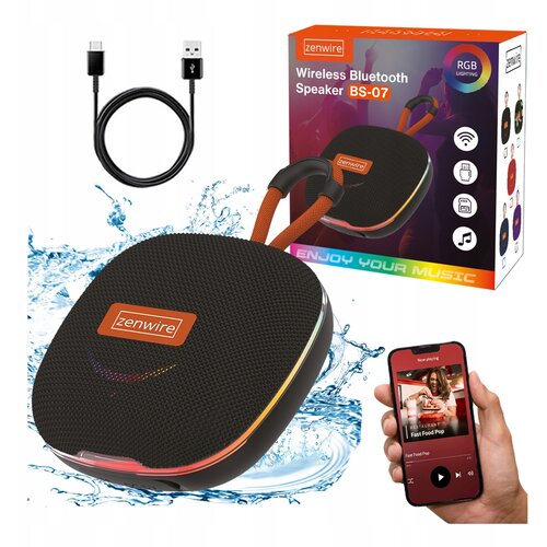 Zenwire BS-07 prenosni Bluetooth zvočnik 13 W z FM radiem, USB/TF (microSD), RGB, IPX4, TWS, mikrofon, USB-C, črn, (5000195798) Cene