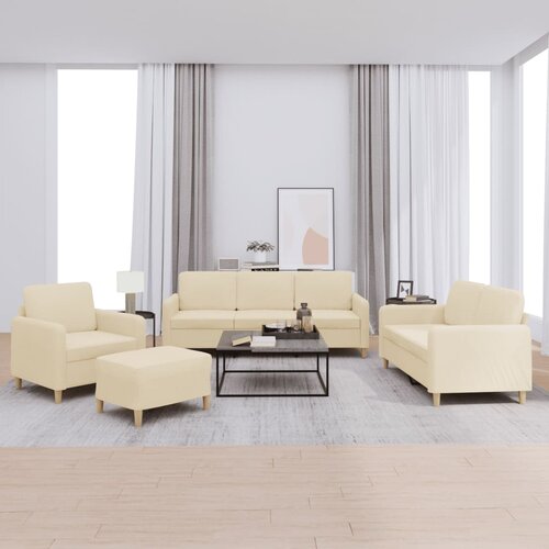  4-dijelni set sofa s jastucima krem od tkanine Cijene