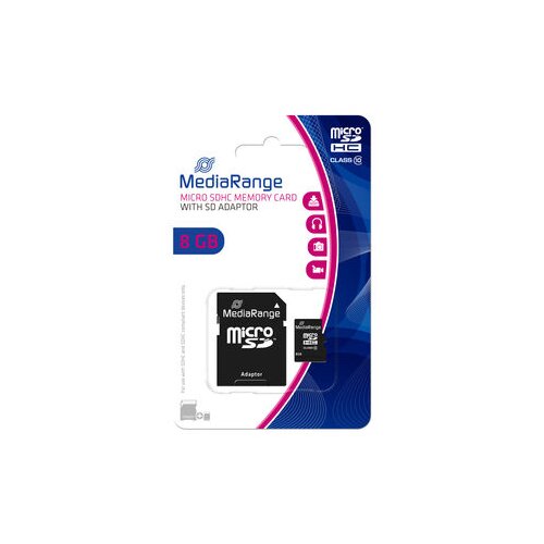 Media Range MicroSDHC 8GB Class 10 sa adapterom - MR957 memorijska kartica Slike