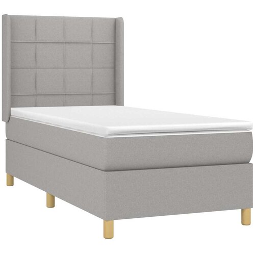 Box spring krevet s madracem svjetlosivi 90x190 cm od tkanine Slike