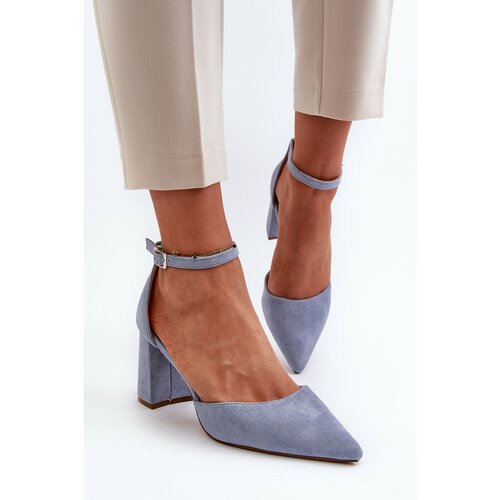 Kesi High-heeled pumps with pointed toe, Eco Suede, Blue Halene Slike