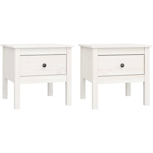 VidaXL Stranske mizice 2 kosa bele 50x50x49 cm trdna borovina, (20715467) Slike