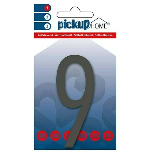 Pickup 3D Home Kućni broj Oslo (Visina: 9 cm, Motiv: 9, Sive boje, Plastika, Samoljepljivo)