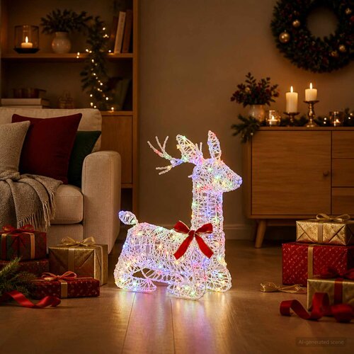  3D Božićni irvas LOVIISA 140 LED lampica Vi&amp;scaron;ebojno Slike