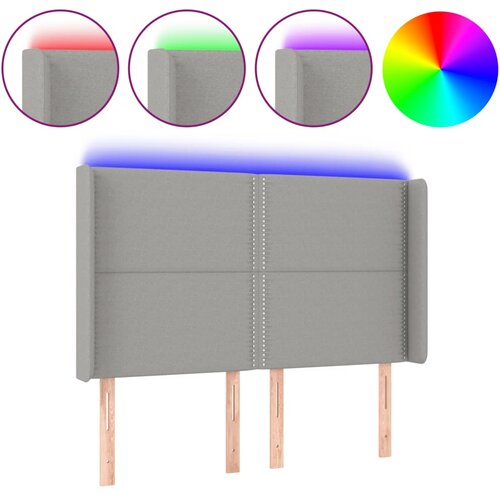 Maison Chic led posteljno vzglavje - vzglavna omarica - nočna omarica svetlo sivo 147x16x118/128 cm blago, (21708564) Slike