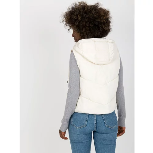 Fashion Hunters Ecru short vest with hood and quilting