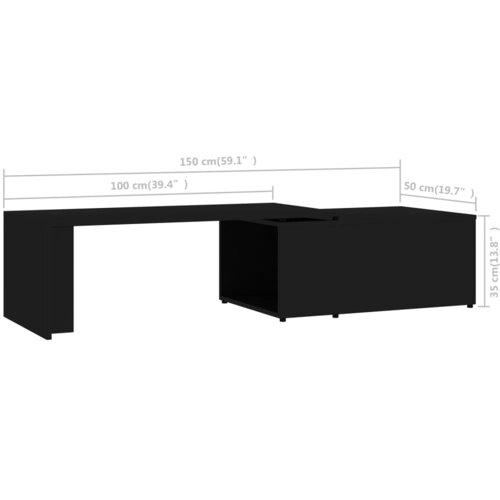  Stolić za kavu crni 150 x 50 x 35 cm od konstruiranog drva Slike