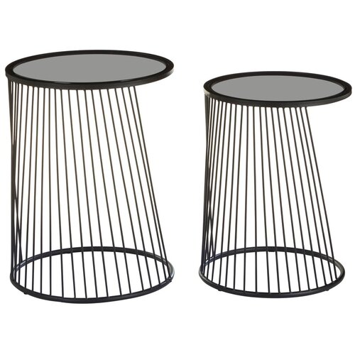Premier Housewares Okrogle stranske mizice s stekleno mizno ploščo v kompletu 2 ks Trento – Cene