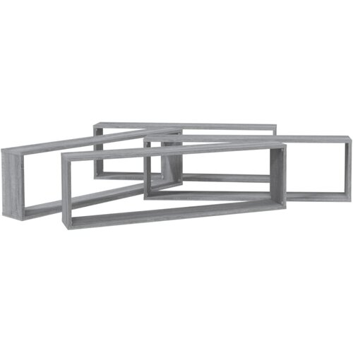  Kockaste zidne police 4 kom boja hrasta 100 x 15 x 30 cm drvene Slike