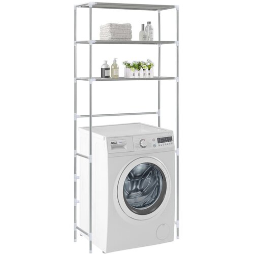 VidaXL Stojalo za nad pralni stroj 3-nadstropno srebrno 69x28x169 cm Slike