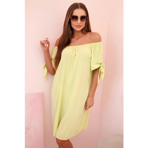 Kesi Włoski Women's viscose dress with tied sleeves pistachio Cijene