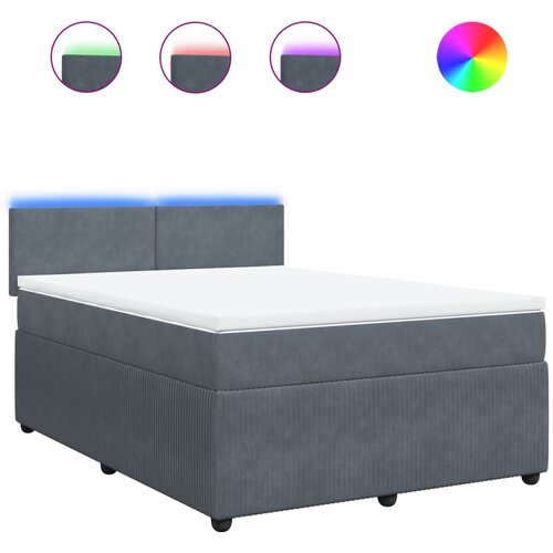 VidaXL Box spring postelja z vzmetnico temno siva 160x200 cm žamet, (21306222) Slike