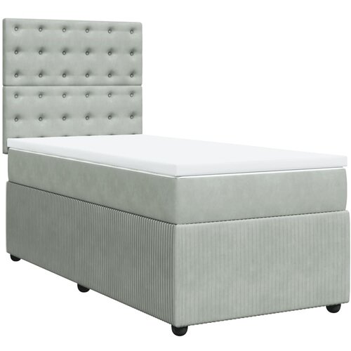Maison Chic Box spring postelja - Vzmetna postelja z vzmetnico svetlo siva 90x200 cm žamet SL23265, (21891451) Cene