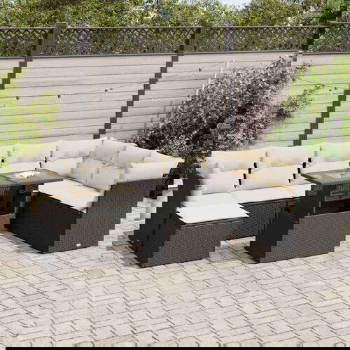 vidaXL 9-dijelni set vrtnih sofa s jastucima crni od poliratana Cijene