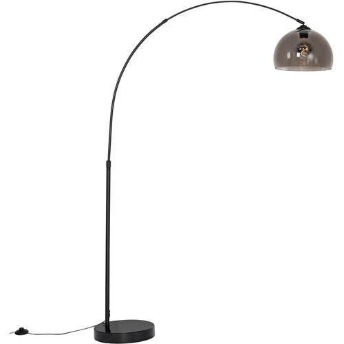 QAZQA Smart booglamp zwart met smoke glas incl. Wifi G95- Arc Cene
