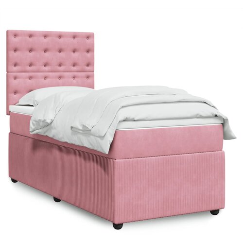 The Living Store Box spring postelja z vzmetnico roza 80x200 cm žamet - Box Spring Postelja, (21428221) Slike