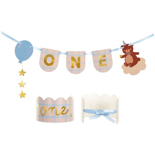 PARTY DECO set s krono za 1. roj.dan teddy bear, 50x20,5 cm Cene