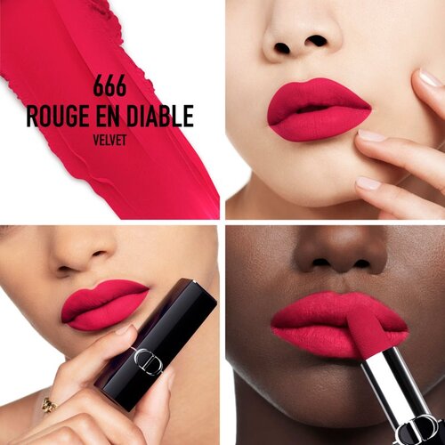 Dior Rouge dolgoobstojna &amp;scaron;minka polnilna odtenek 666 Rouge en Diable Velvet 3,5 g Slike
