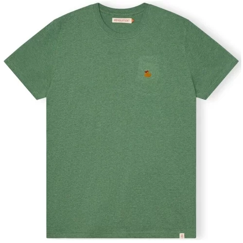 Revolution Majice & Polo majice T-Shirt Regular 1368 DUC - Dustgreen Melange Zelena