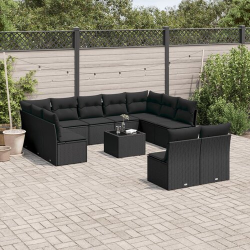  12-dijelni set vrtnih sofa od poliratana s jastucima crni Cijene