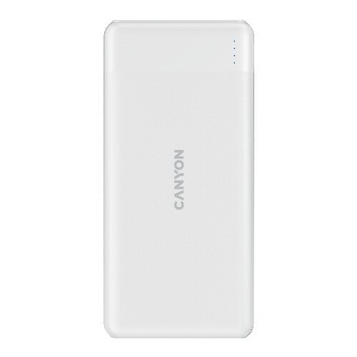 Canyon PB-109 Power bank 10000mAh Li-poly battery, Input Lightning &Type C  : 5V/2A, 9V/2A PD 18W(Max), Output Type C 5V/3A,9V/2.2A,12V/1.5A 20W,  Output USB A:5V3A,9V2A,12V1.5A,18W quick charging cable 0.3m, 144*68*16mm, 0.24kg, White - CNE-CPB1009W Cene