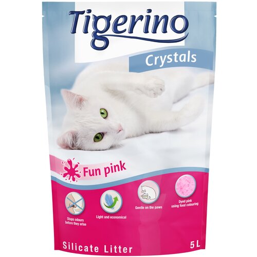 Tigerino Crystals Fun - obarvan pesek za mačke - Varčno pakiranje: roza 3 x 5 l (pribl. 6,5 kg) Cene