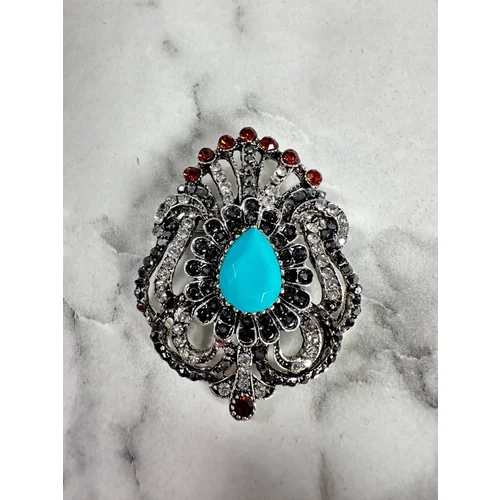 Kesi Brooch XZ459-109 Silver + Blue