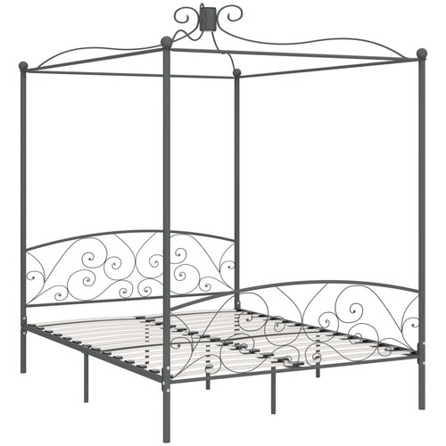 Maison Chic Posteljni Okvir - Dvoposteljna postelja z ogrodjem za baldahin siv kovinski 160x200 cm, (22082661) Cene