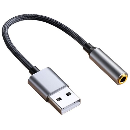 INF 0,2 m USB-3,5 mm avdio kabel, združljiv z računalniki, slušalkami in mikrofoni - siv pleten dizajn, (5000075401) Cene