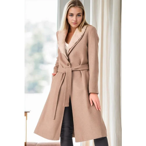 Dewberry Z6671 WOMEN'S COAT-BEIGE-1