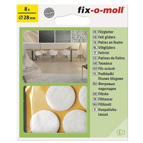 Fix-o-moll podložna pločica od filca (promjer: 28 mm, lijepljenje, 8 kom., bijele boje) Cijene