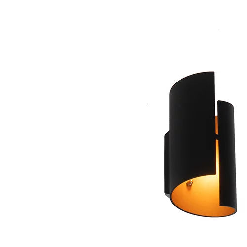 QAZQA Dizajn stenska svetilka črna z zlatom - Faldo