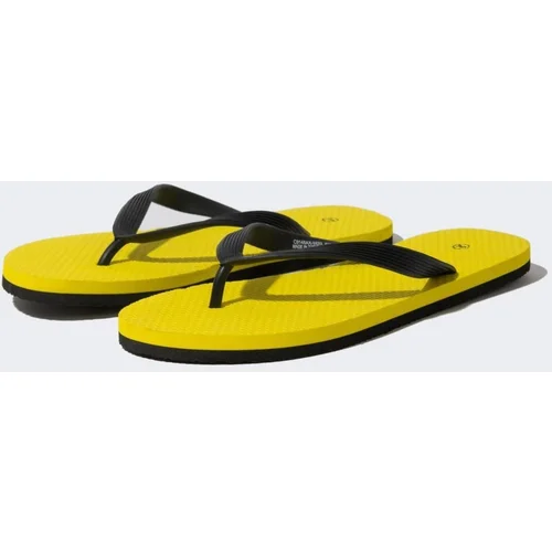 Defacto Men&#39;s Flat Sole Slip On Faux Leather Flip Flops